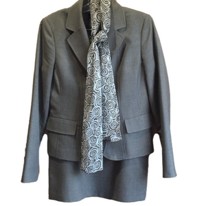 JonesWear sage green skirt suit w matching scarf - Business, Church, Wedding